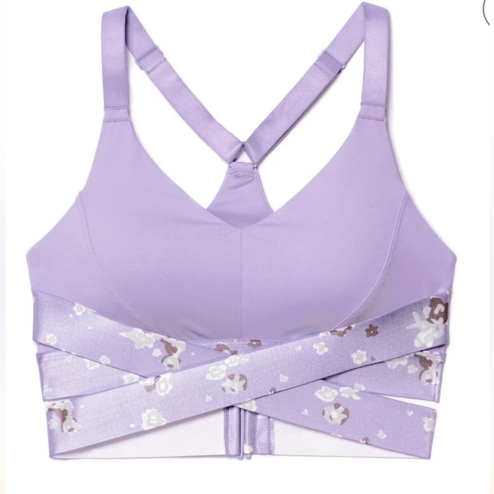 Adore Me Maven medium impact sports bra Purple Rose print Large New with tag - Picture 2 of 15